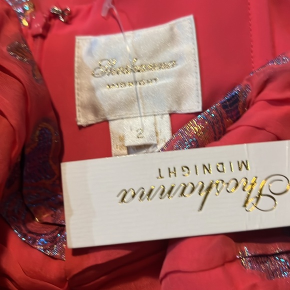 Shoshanna Ruched Off the Shoulder Floral Chiffon Midi Dress Size 2 Silk NWT - Picture 8 of 8